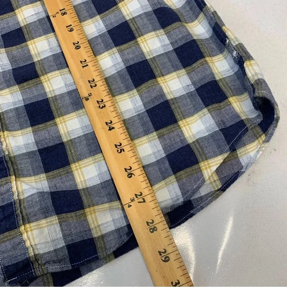 J Crew Shirt Men XL Slim Blue Plaid Homespun Cotton Long Sleeve Casual Workwear